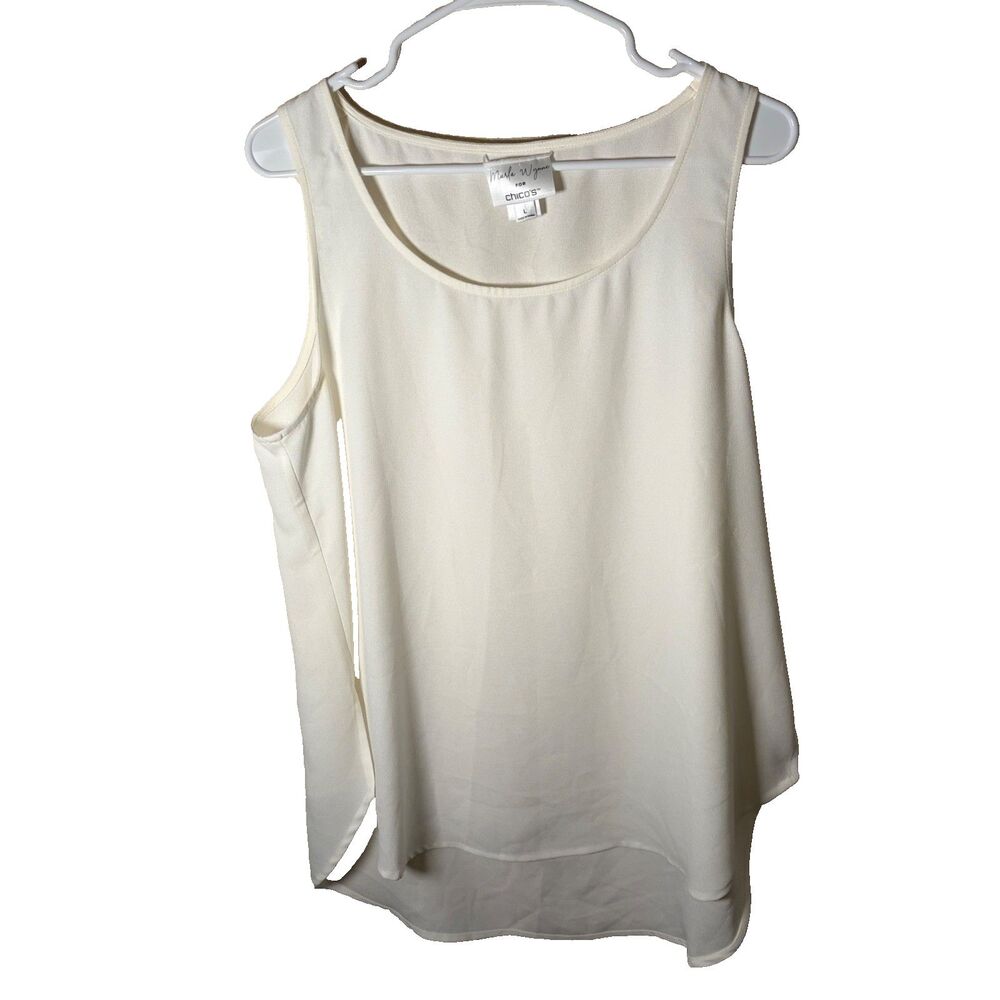 Marla Wynne for Chico's Tank Top Women's large Lightweight Ivory Sheer